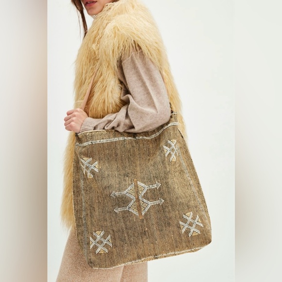 NWT Jenna Bee x Free People Cactus Silk Tote Brown - Picture 1 of 10